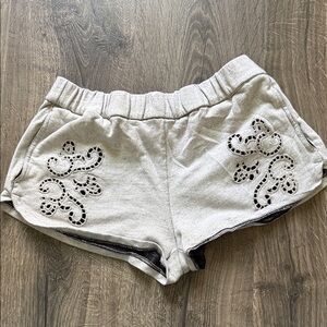 Armani Exchange Light Gray Crochet-Appliqué Athletic Shorts